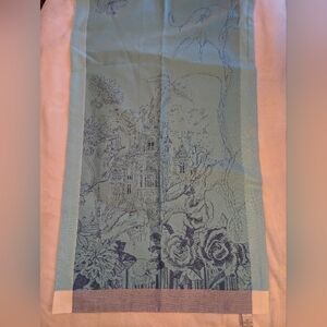 GARNIER-THIEBAUT Paradis Blue Table Runner Adam Eve Skeleton Tree Castle Garden